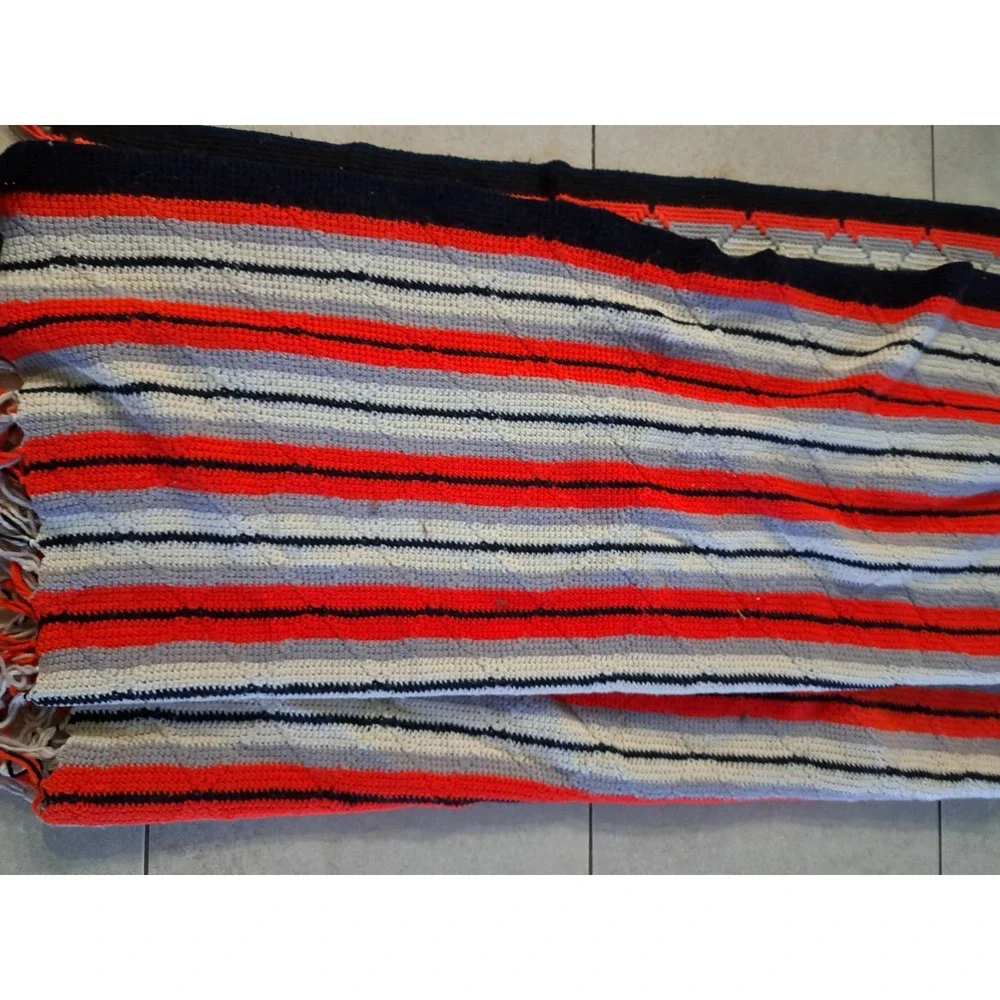 Vintage Handmade Crochet Rectangle Afghan‎ Blanket Throw 84 X 47